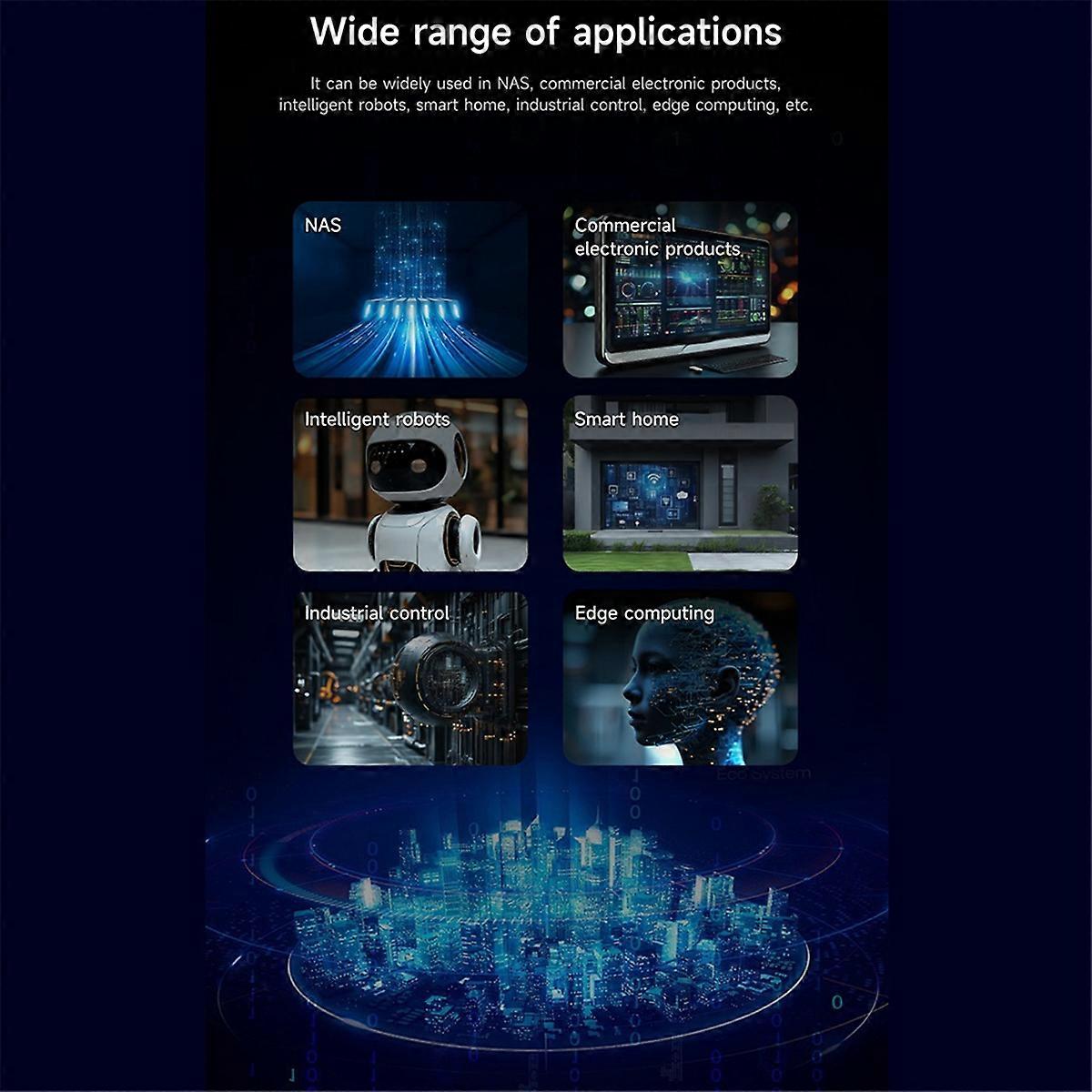 For RV2 Development Board+Heat Sink RISC-V 2TOPS AI CPU WiFi BT5.0 M2 PCIE SSD Mini PC Support OS 4GB