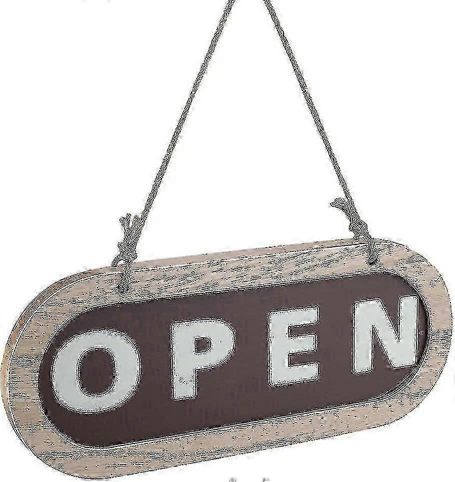 علامة مفتوحة / مغلقة ، لوحة باب خشبية ، علامة باب متجر خشبي مزدوجة ، علامة معلقة من الجانب- Yvan