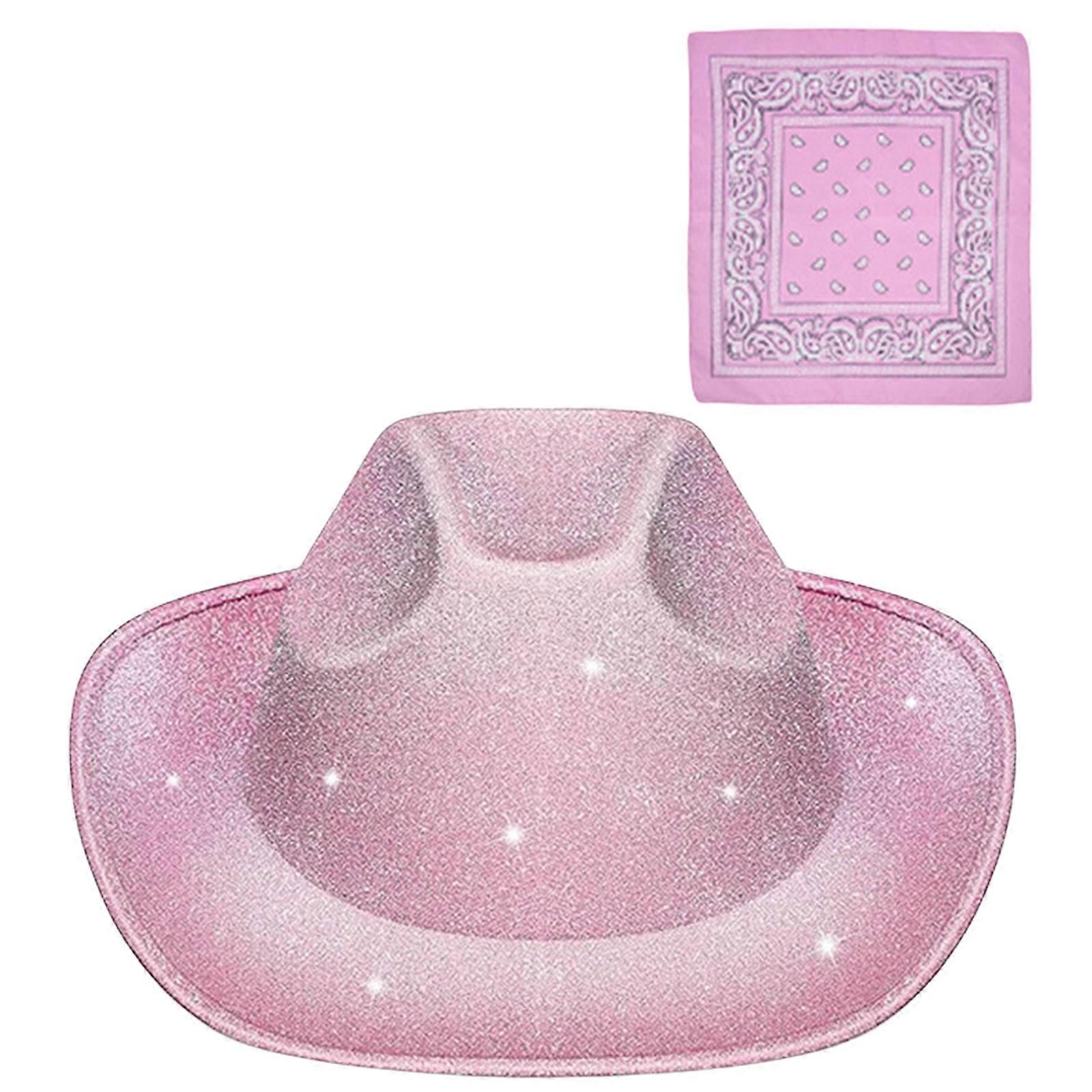 Bandana Cowboy chapeaux Heavy Glitter Panama chapeau Surprise cadeau pour fille garçons Chapeau de mariée pour carnavals Festival de musique rose