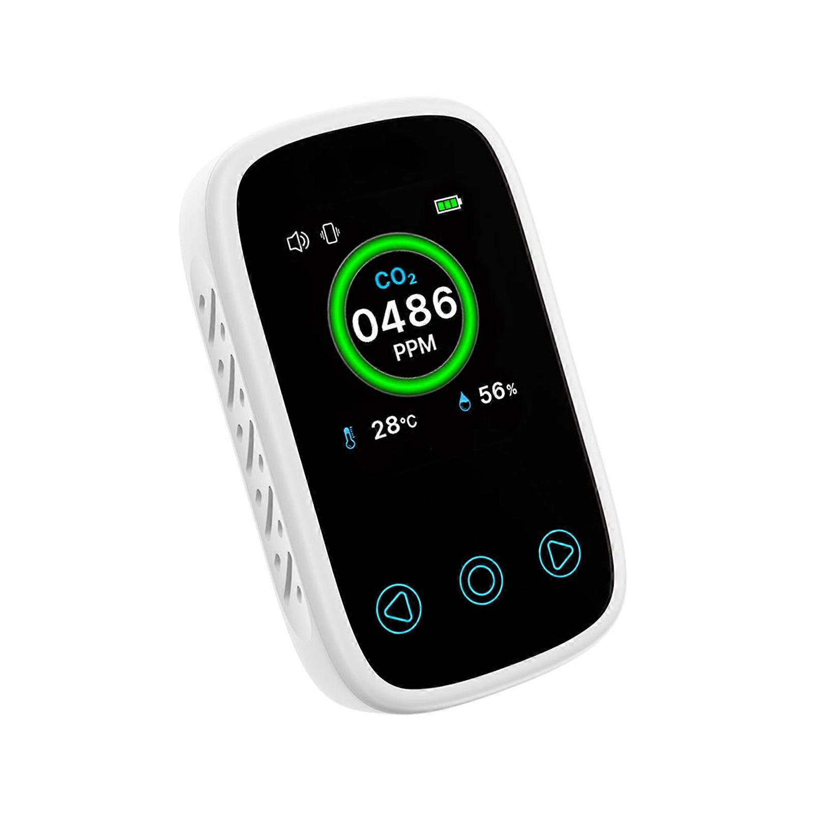 Rechargeable CO2 Alarm Travel/Camping Carbon Dioxide Warning with Temperature/Humidity Display Portable CO2 Meter Multicolor