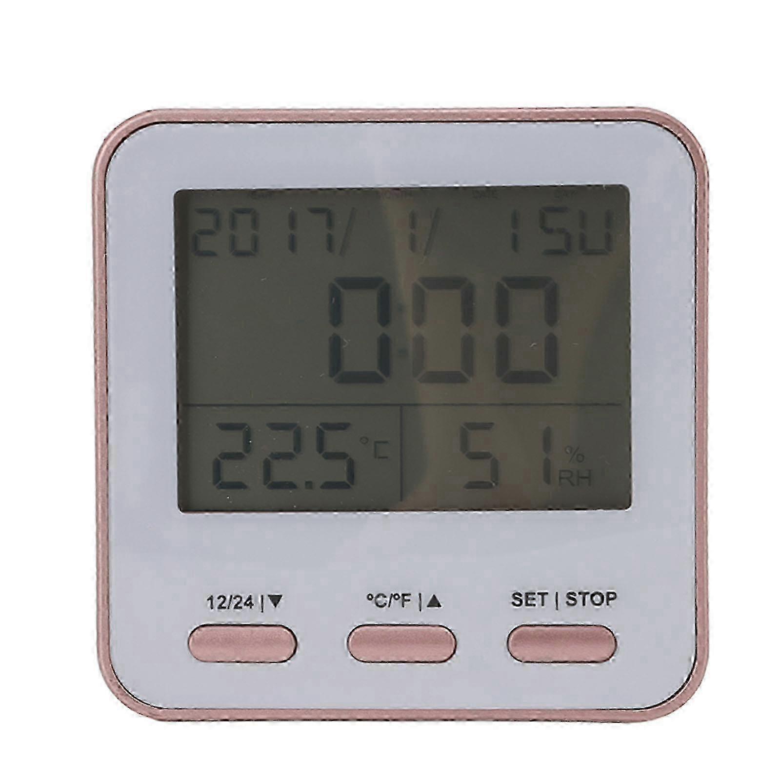 Digital Thermometer Hygrometer Clock Function Large Screen Temperature Humidity Meter with Night Light