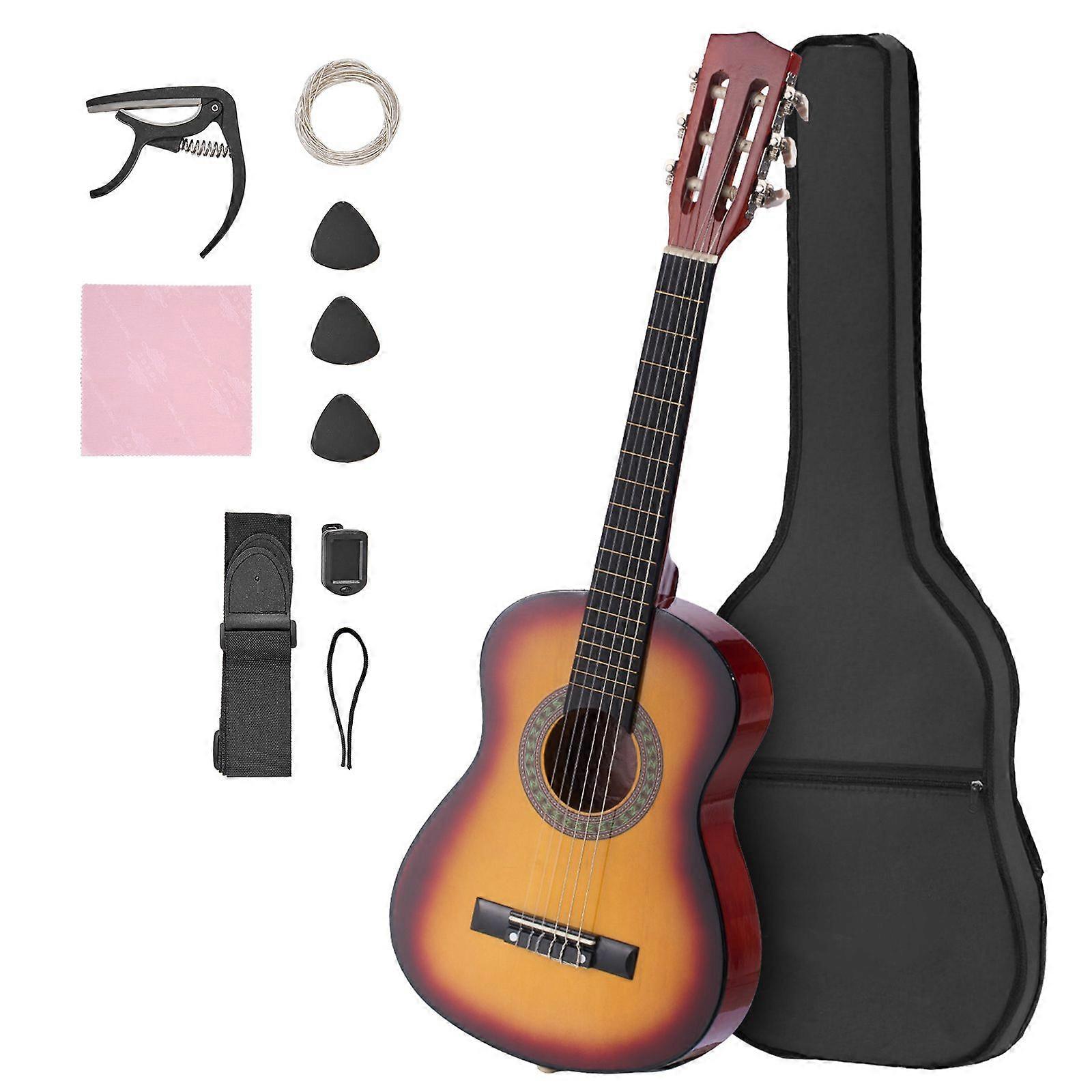 Klassisk gitarr, 780 mm, trägitarrstartkit för nybörjare, Sunburst