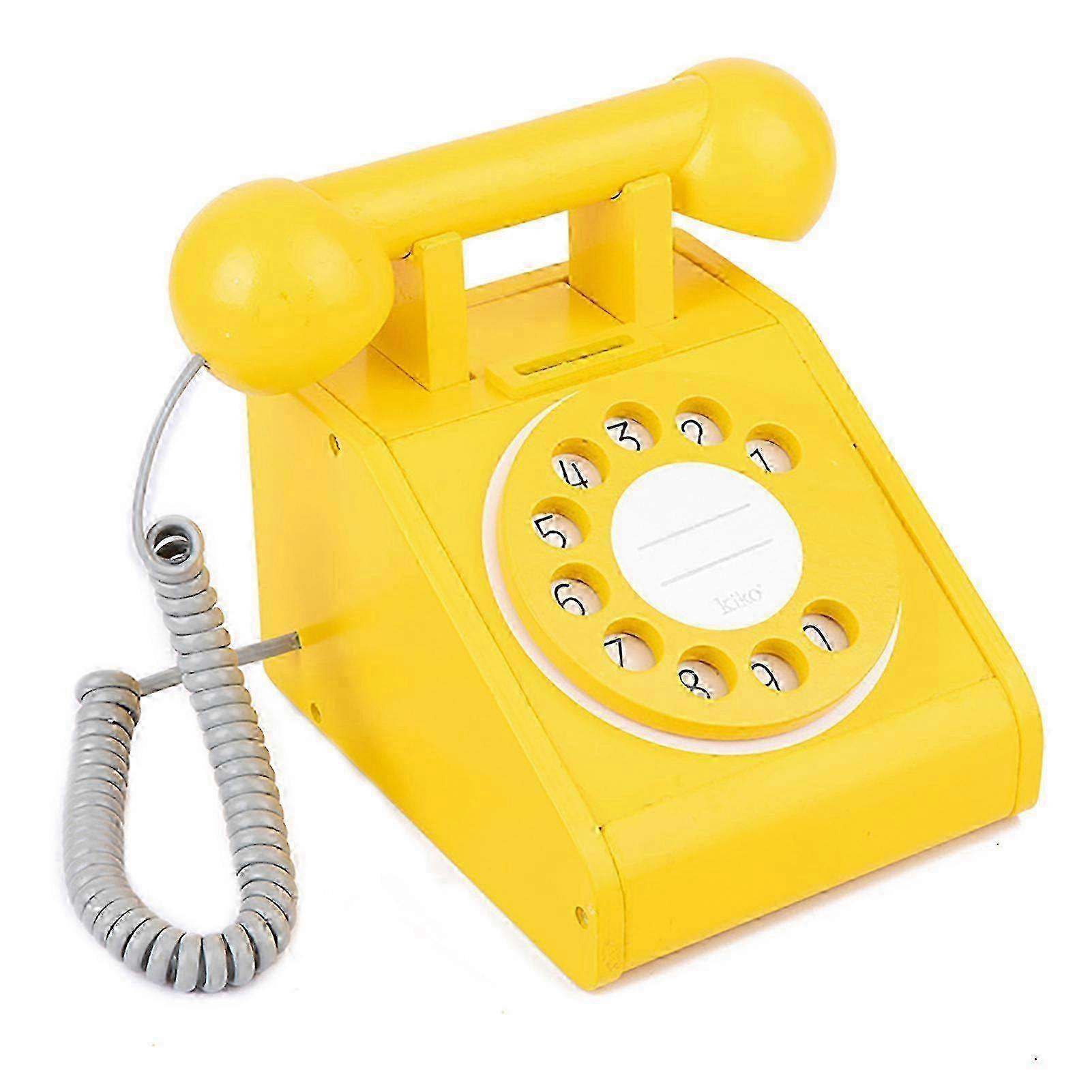 x Rotary Phone Toy Retro Style Hand-eye Coordination Wear Resistant Single Line Emergency Desk Phone for Kids KAESI