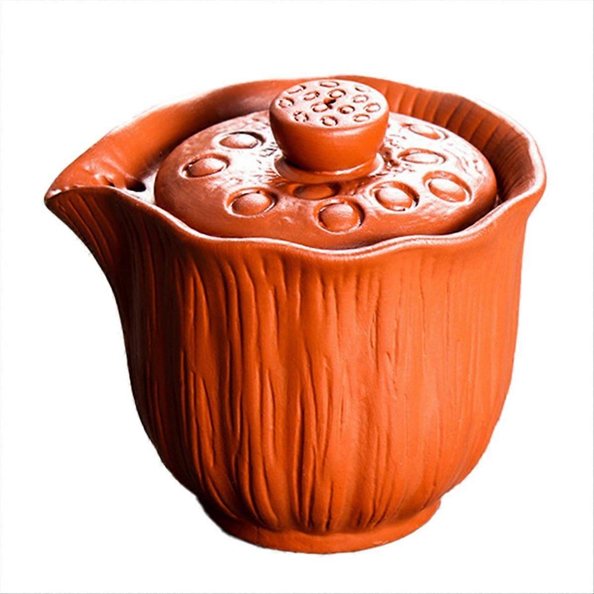 Théière en argile authentique 200 ml, service à thé anti-chaud, orange et rouge