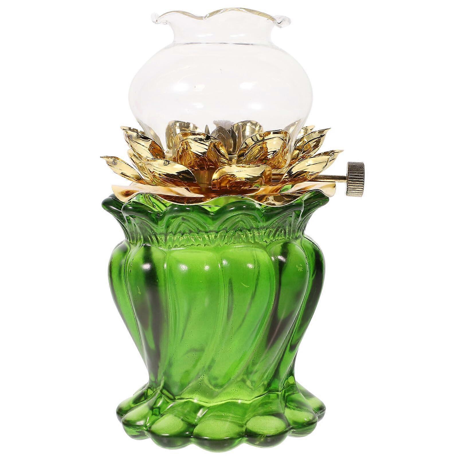 Vintage Glass Oil Lamp with Adjustable Flame and Windproof Design Retro Kerosene Lantern for Home Decor