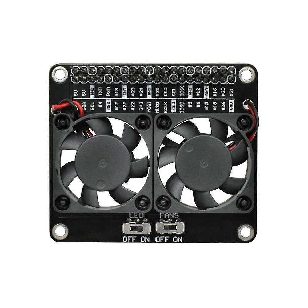 For Raspberry Pi 4B Dual Cooling Fan Module with LED Radiator