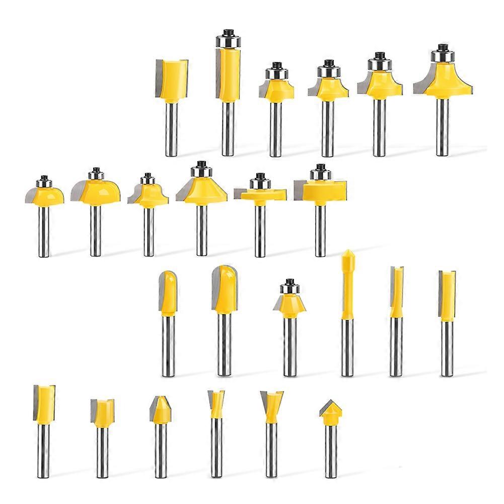 24 Sets Woodworking Router Bit Set Engraving Machine Cutter Round Corner Slotting Edge Milling Head Carbide Tipped Kit