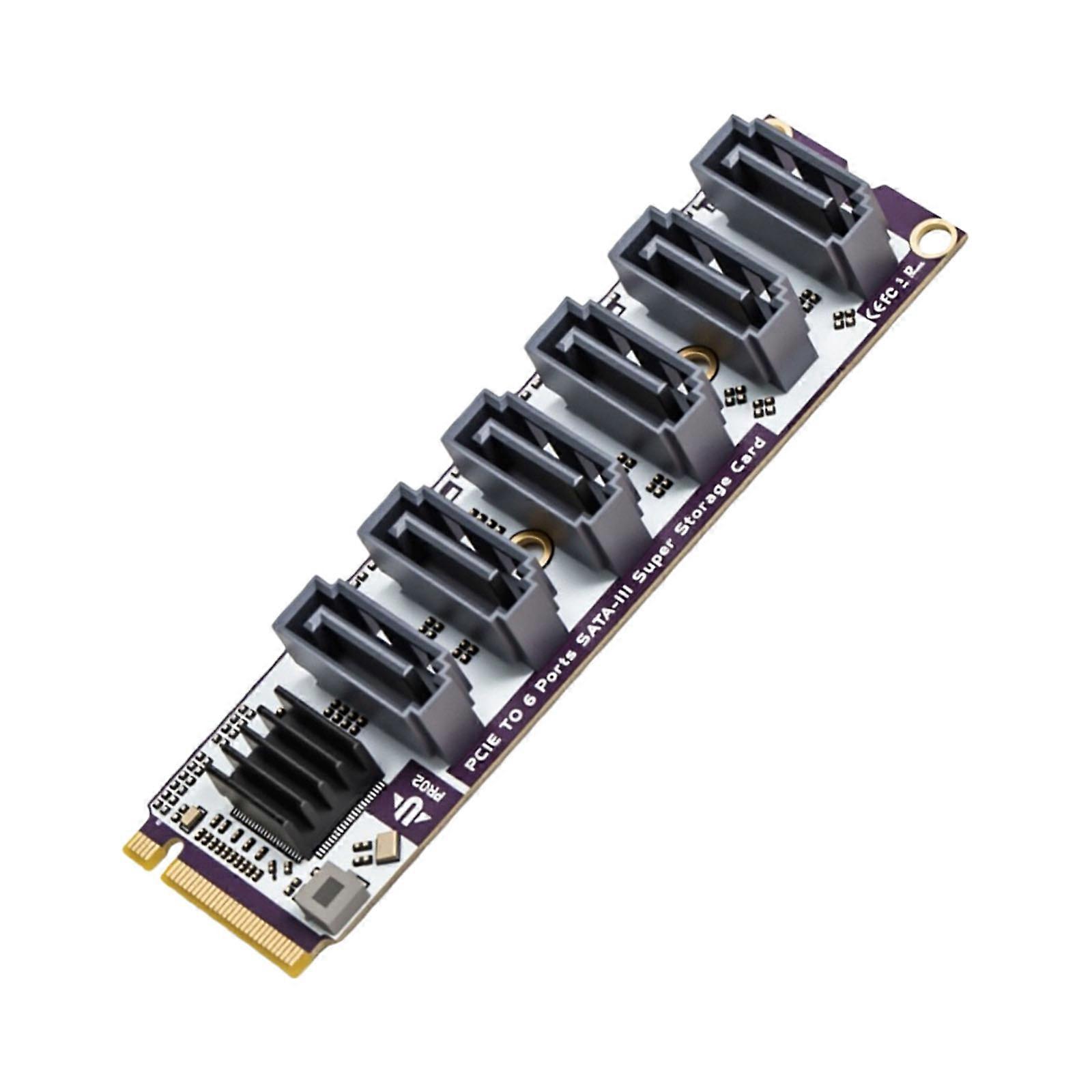 M.2 to SATA3.0 Expansion Device Providing 6 Interfaces with Cooling Technology for Long Durability in Data Environment Multicolor