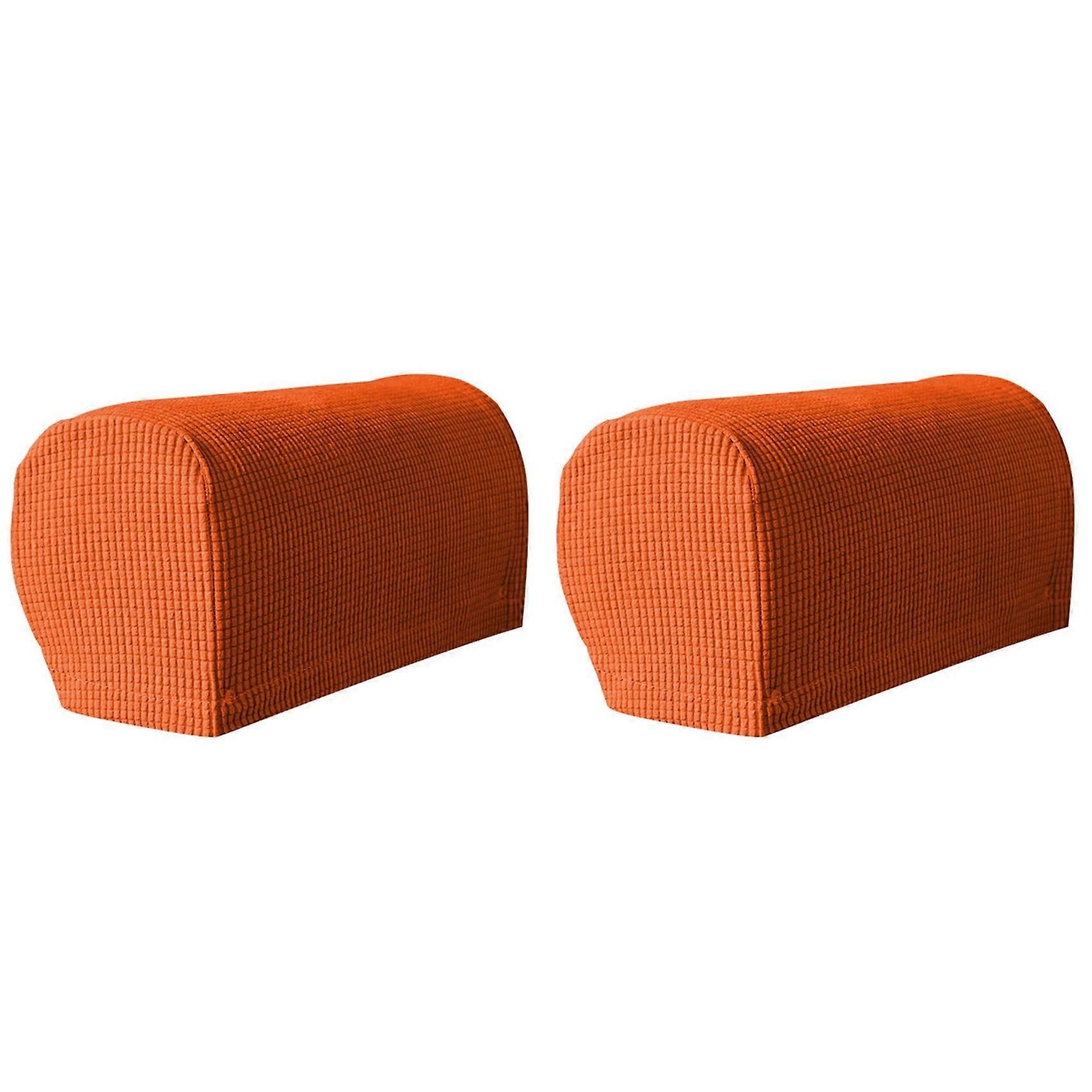4PCS Soft Stretch Plush Armrest Covers, Stretch Armrest Covers for Chairs/Sofas, Couch Arm Covers,Orange
