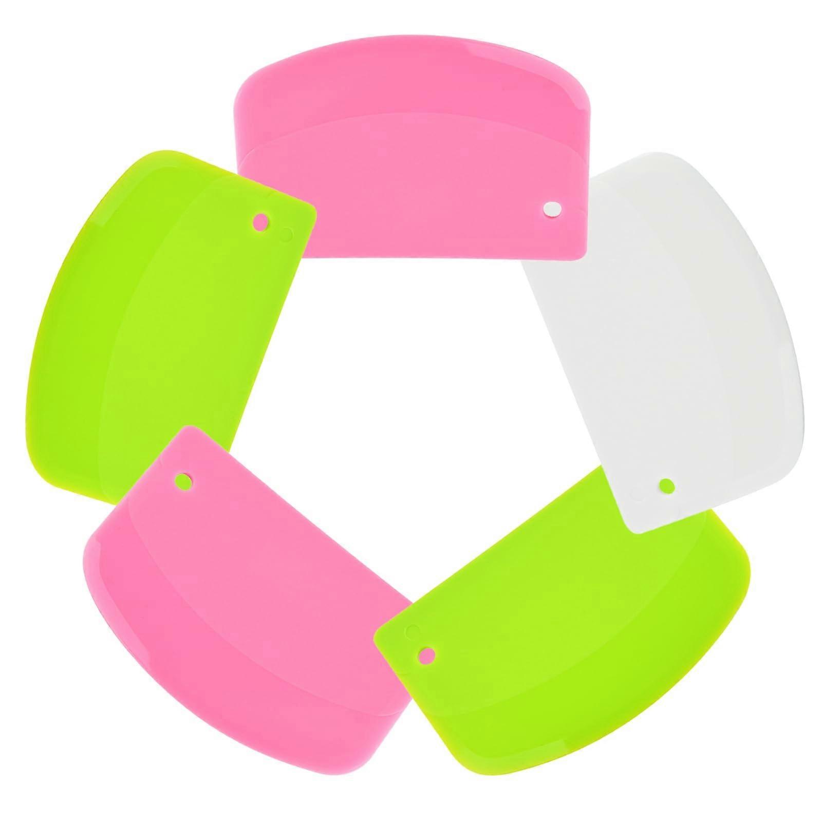 5 Pack Plastic Dough Scraper Set with Ergonomic Curved Design, Kitchen Bench Scraper for Baking