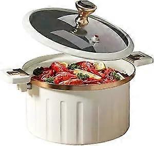 2.64 Gallon Enamel Stock Pot with Locking Lid for Large Batch Cooking and Spill Prevention