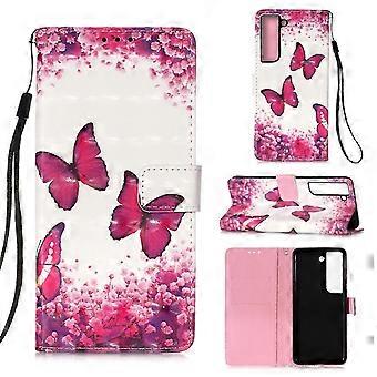 Pour Samsung Galaxy S23 5G 3D Peinture Coque de téléphone en cuir à rabat horizontal