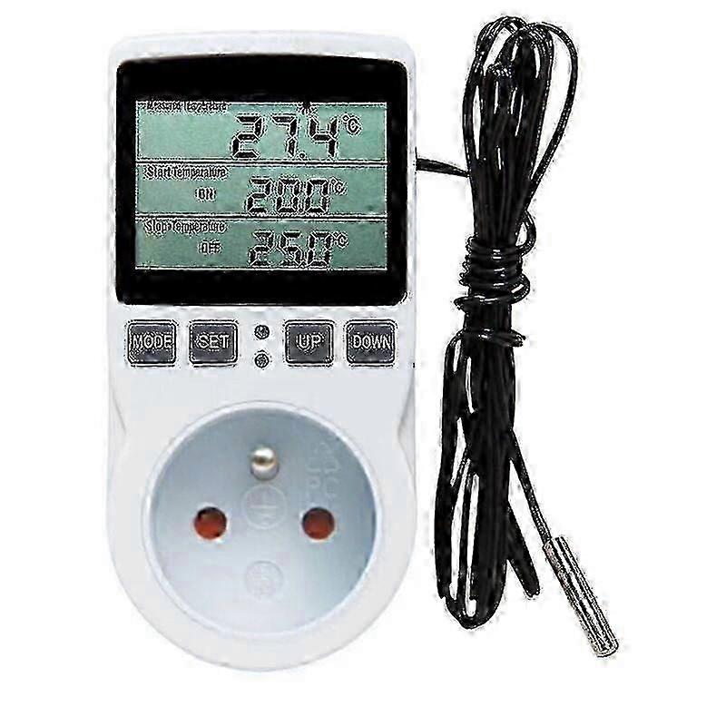 Thermostat Socket, Temperature Controller, Programmable Digital Timer With Probe, Thermostat Socket, Heating Greenhouse, m 1pc