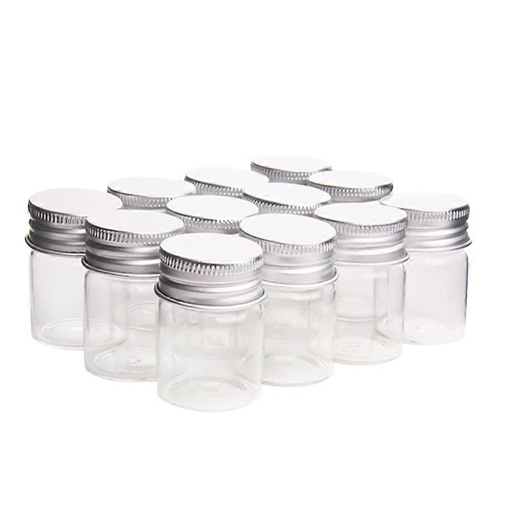 12 Pcs 15ml Clear Glass Spice Jars with Aluminum Lids, Small Empty Bottles for Samples