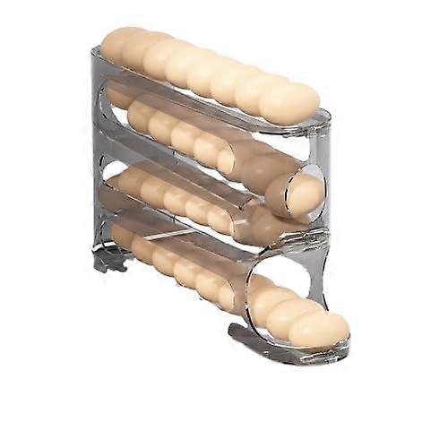 Automatic Egg Holder with Automatic Rolling System, 4 Tier Slim Organizer for Refrigerator Door