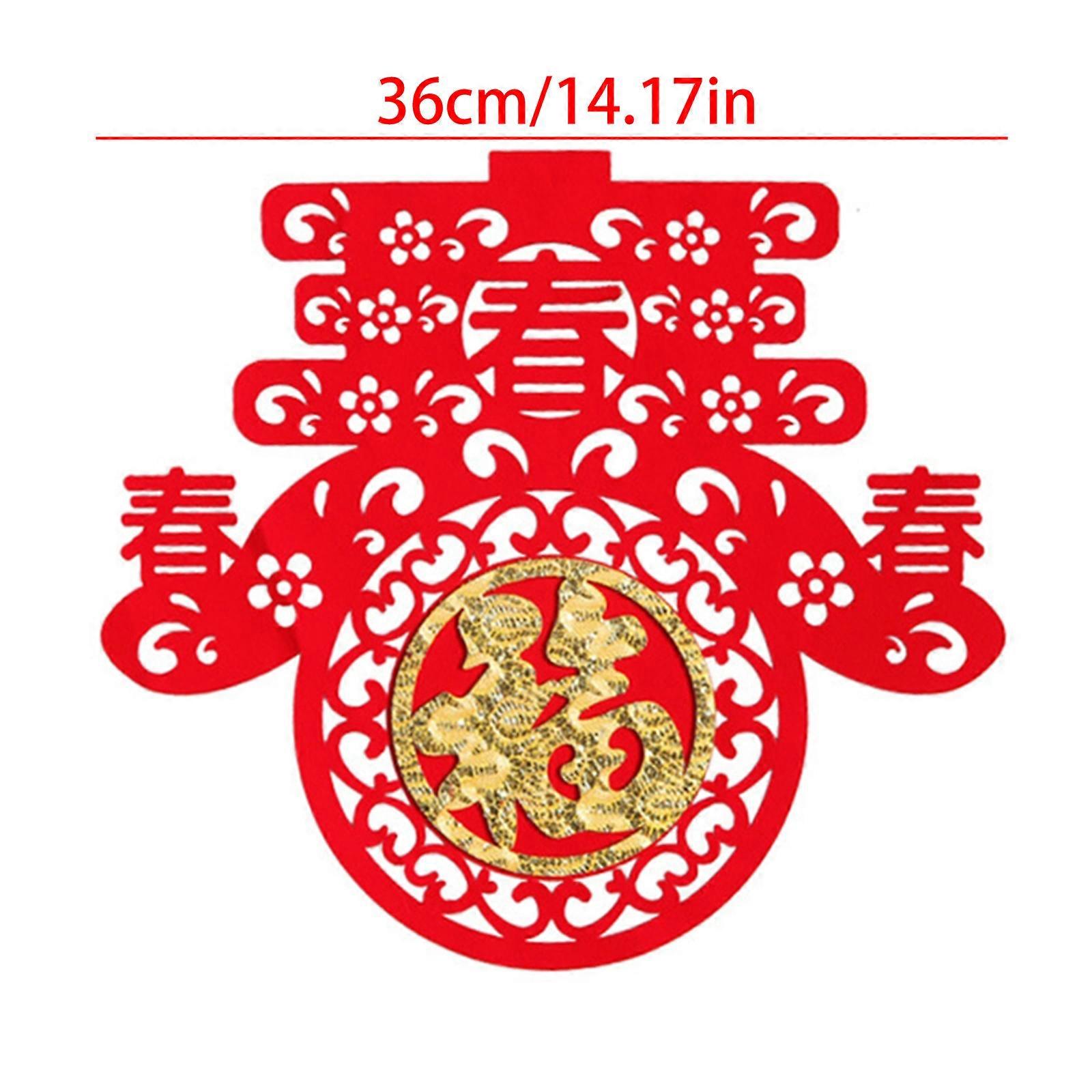 Chinese New Year Window Sticker Fu Character Felt Cutting Paper Decal  S