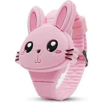 Kids Cute Digital Watch ,Cute Rabbit Shape Girl Watch LED Fashion Silicone Animal Shape Clamshell Design Wrist Watch Girl
