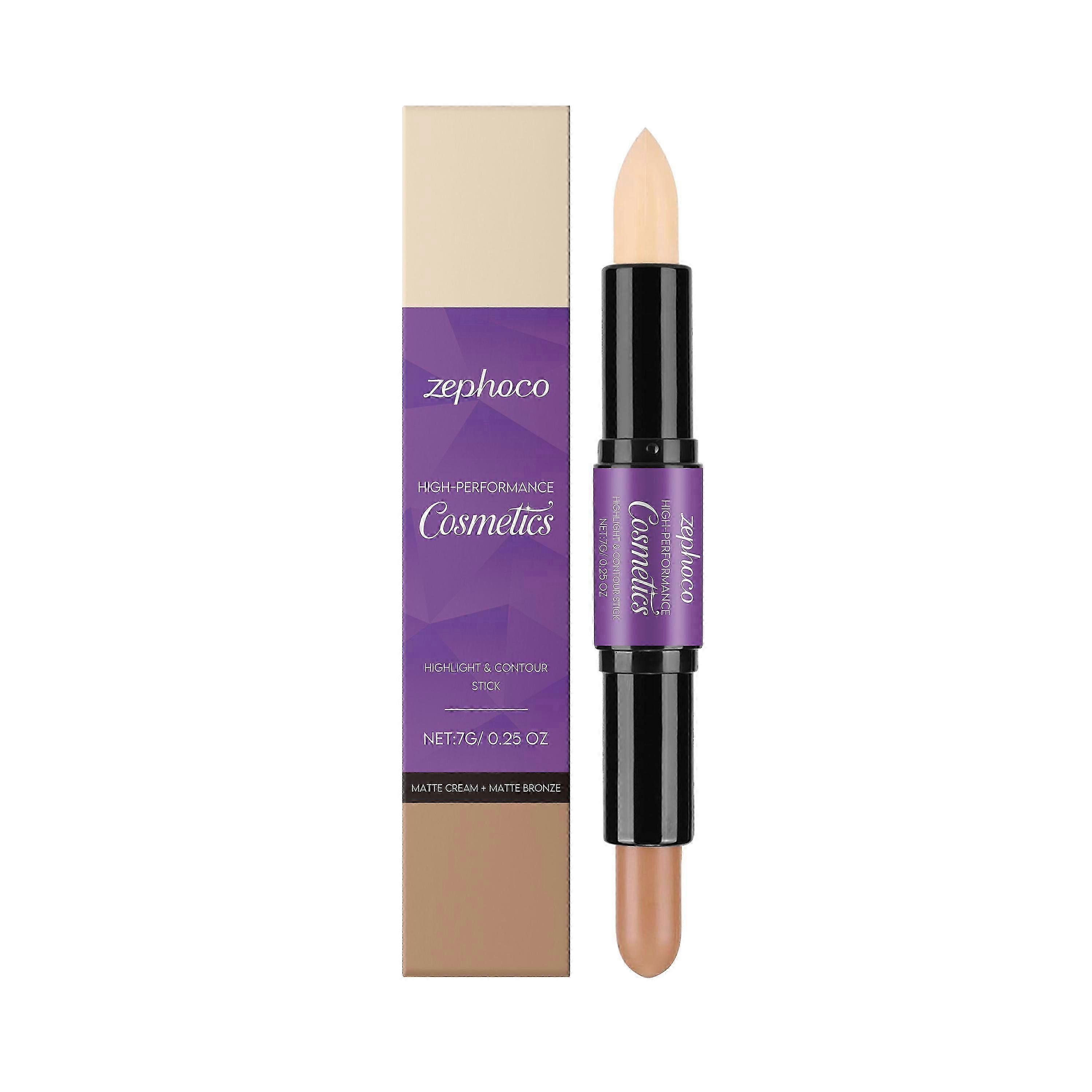 2-in-1 High-Gloss Contouring Stick for Brightening & Concealing  Portable Double-Ended Makeup Tool