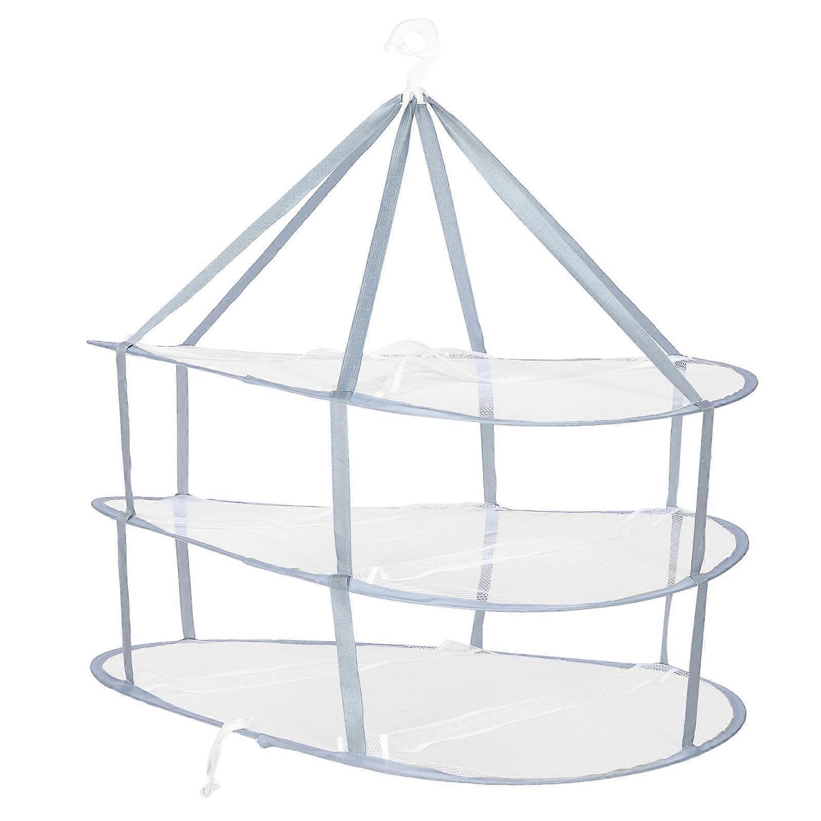 Clothes Drying Rack Folding Three Layers Rack Outdoor Drying Basket 76.5x61cm Multi-purpose 1Pack