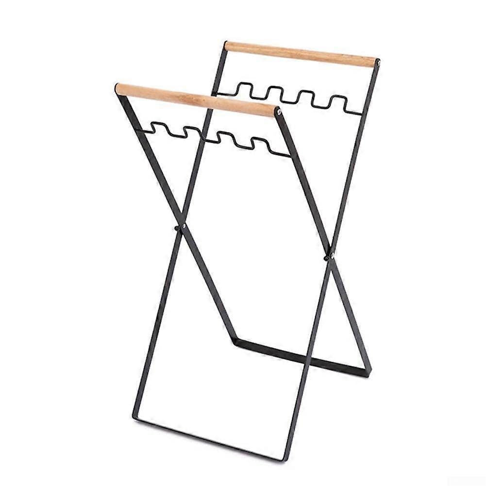 Outdoor Trash Bag Holder with Stable Curve Design for Leaf Collection and Camping, Black