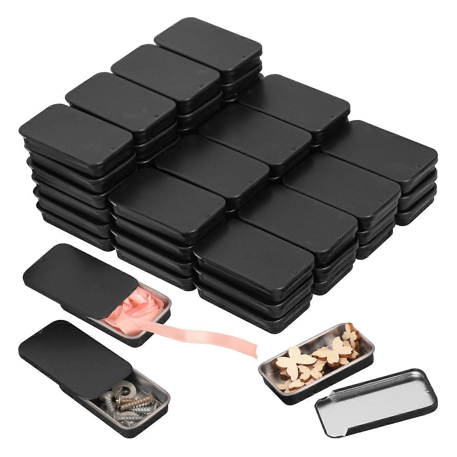 Bulk Pack of 70 Matte Black Tin Slide Lid Containers, Small Rectangular Metal Boxes for Crafts, Lip Balm, Pills
