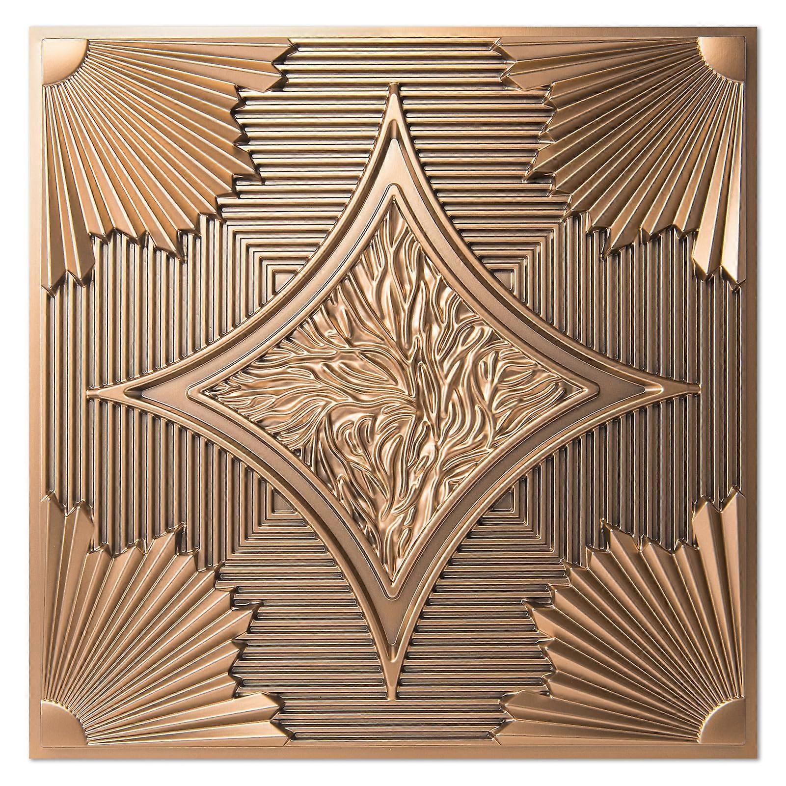 24x24 Bronze Drop Ceiling Tiles 12 Pack, Moisture Resistant PVC Panels for Quick Grid Install