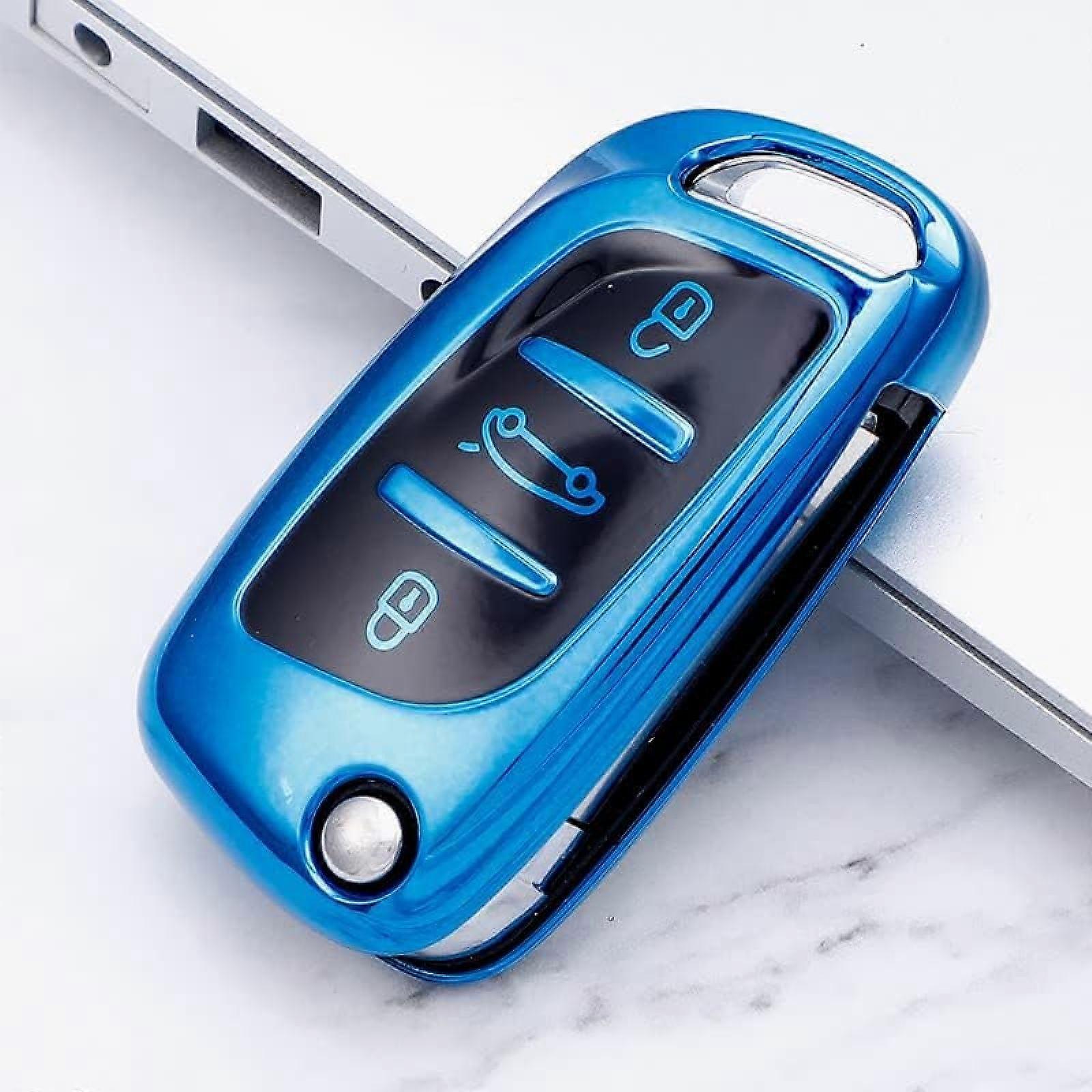 Car Key Cover TPU for Peugeot Citroen Remote Keys, 360° Full Protection Scratch Resistant DBlue