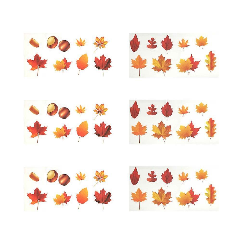 Glass Sticker for Thanksgiving Maple Leaves Window Decal 6 Sheets Set