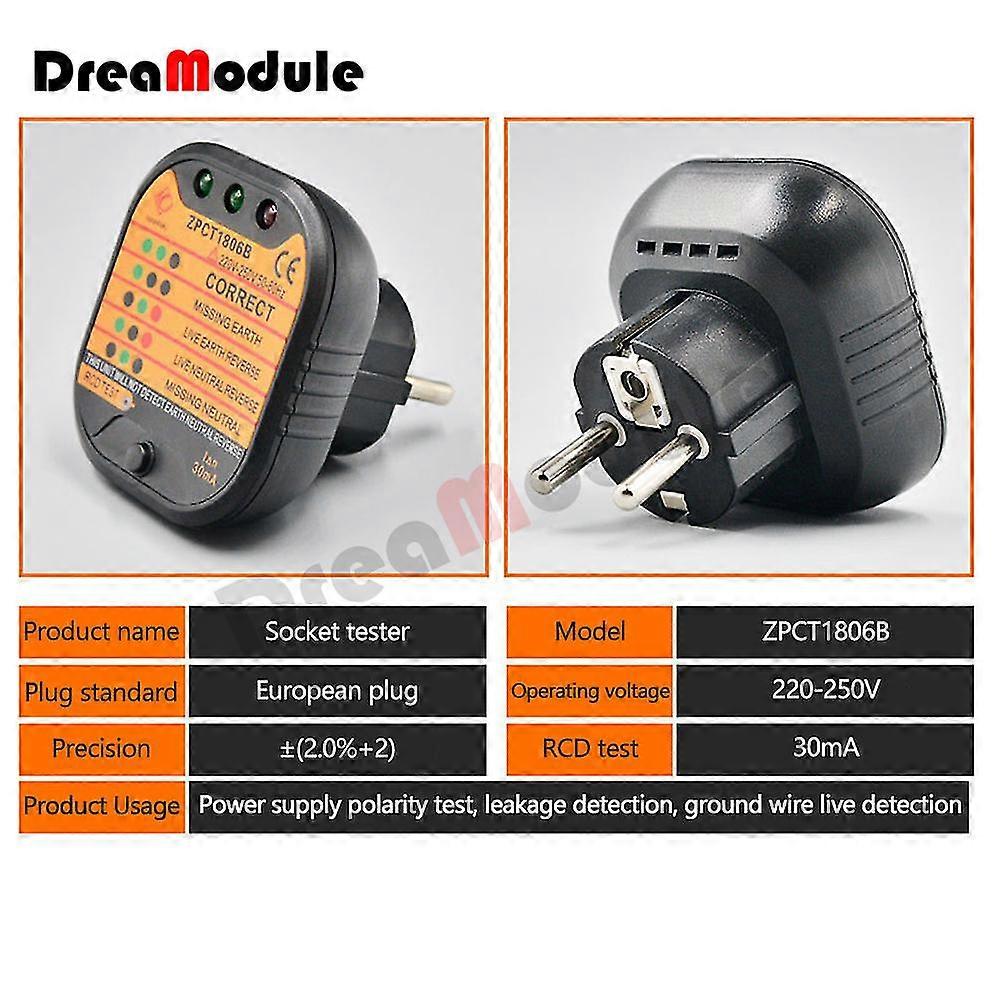 Socket Tester Detector Circuit Polarity Voltage Plug Circuit Breaker Grounding Zero Wire Switch Current Detector Electroscope 26-27s