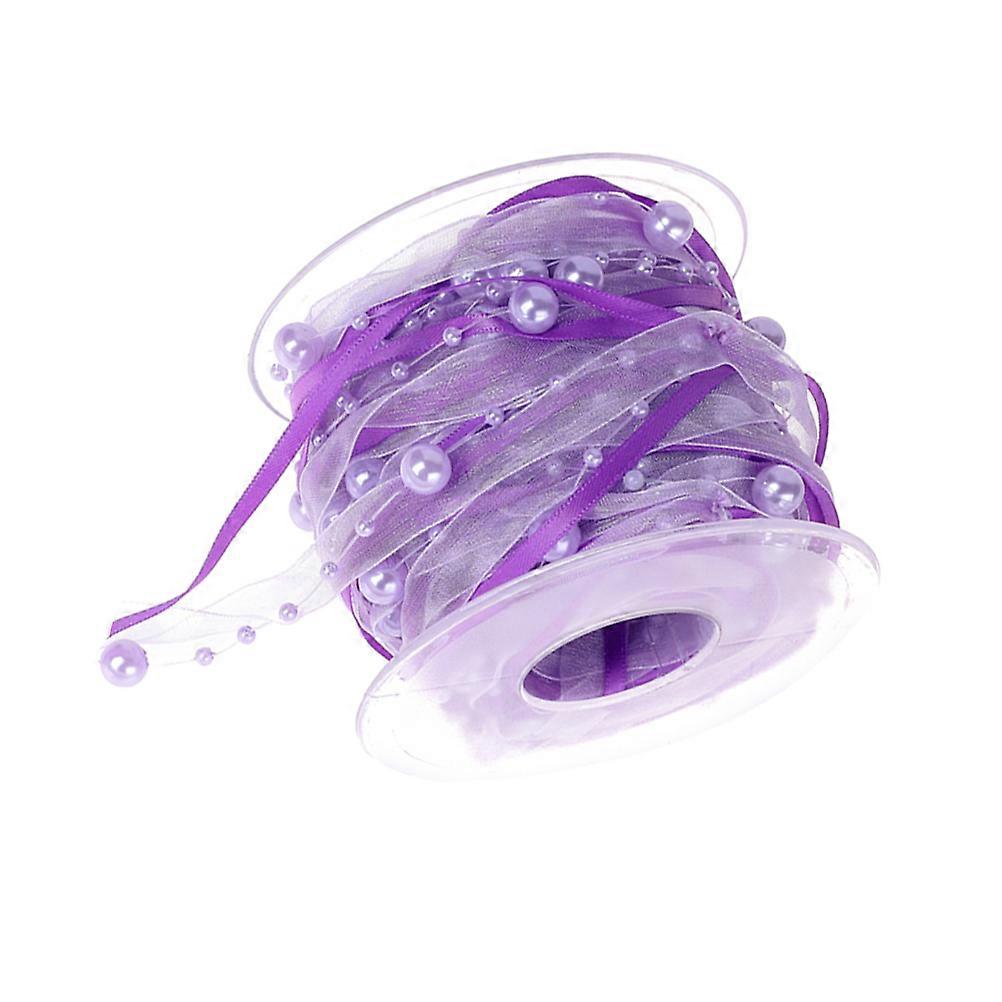 Creative Bead Ribbon for Wedding Decorative Bands 1 Roll in Violet