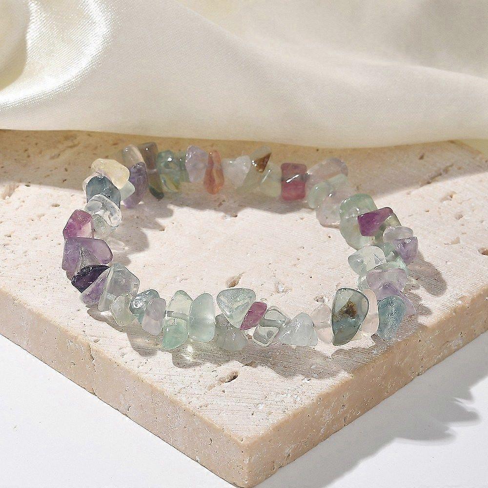 Chips Natural Fluorite Beaded Stretch Bracelets 1-3/4 inch(4.5cm)
