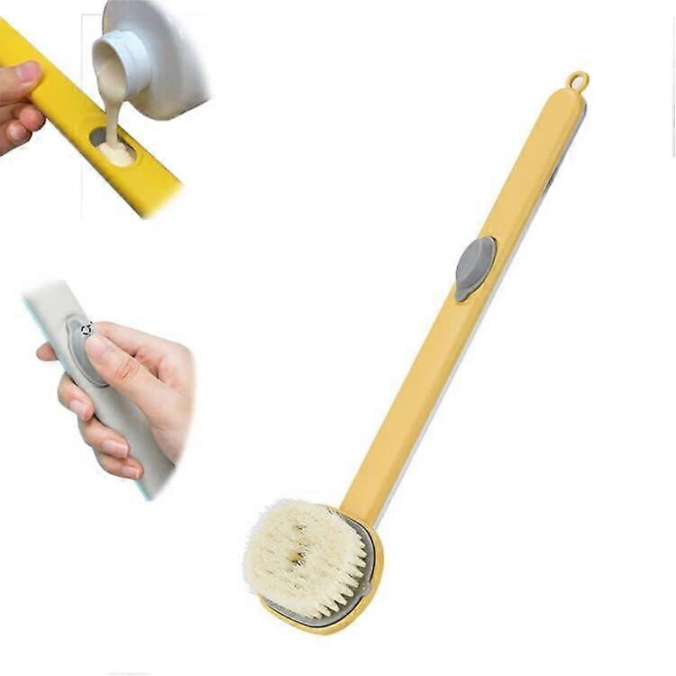 Long Handle Back Scrubber Soft Bristle Bath Brush for Gentle Exfoliating Yellow