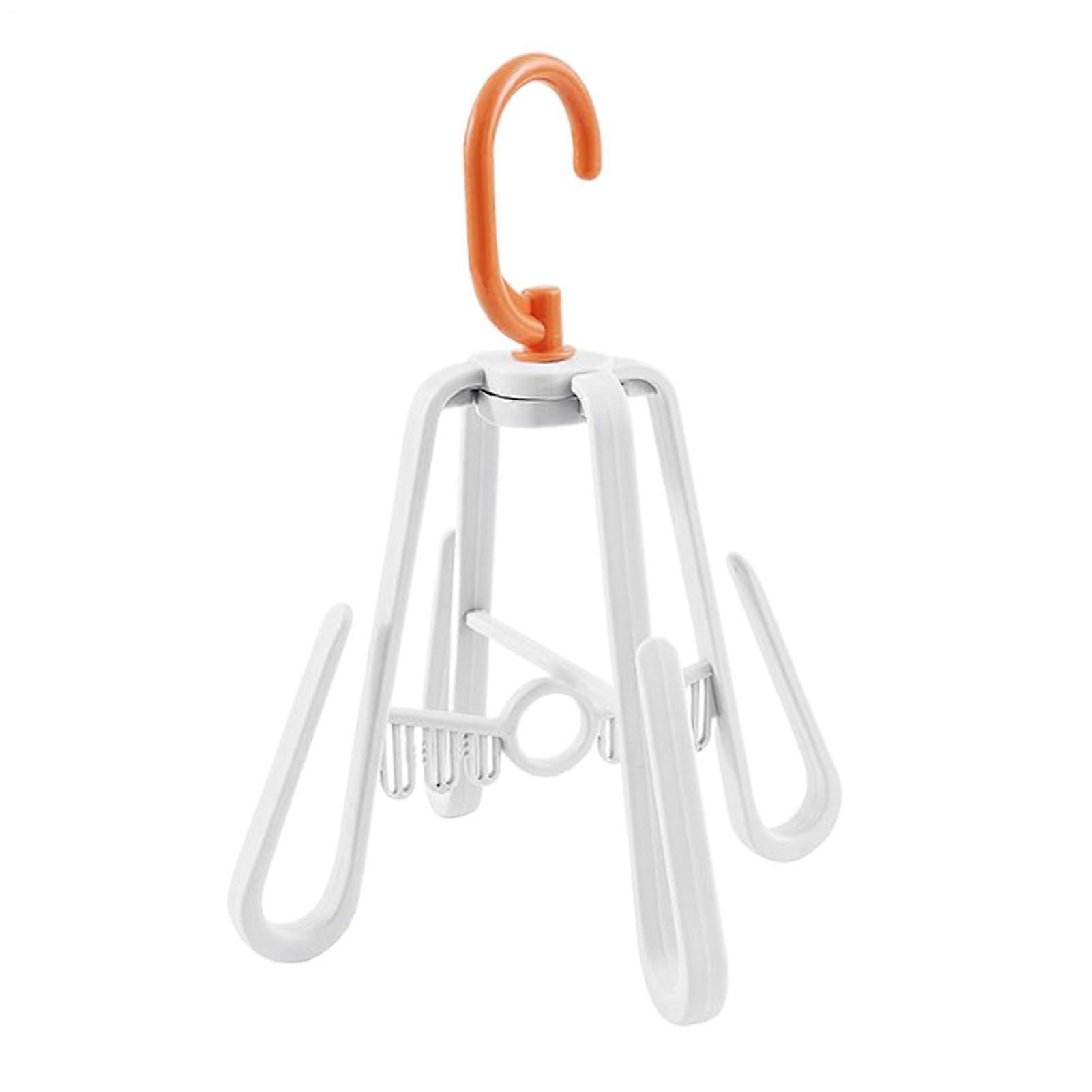 Clothes Drying Rack Foldable 360° Rotating Hanger with AntiSlip Clips for Small Spaces White