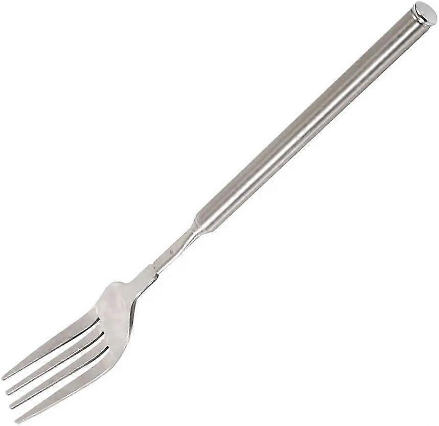 Extendable Stainless Steel BBQ Fork with Retractable Design for Camping Dinner Dessert 8.725 in