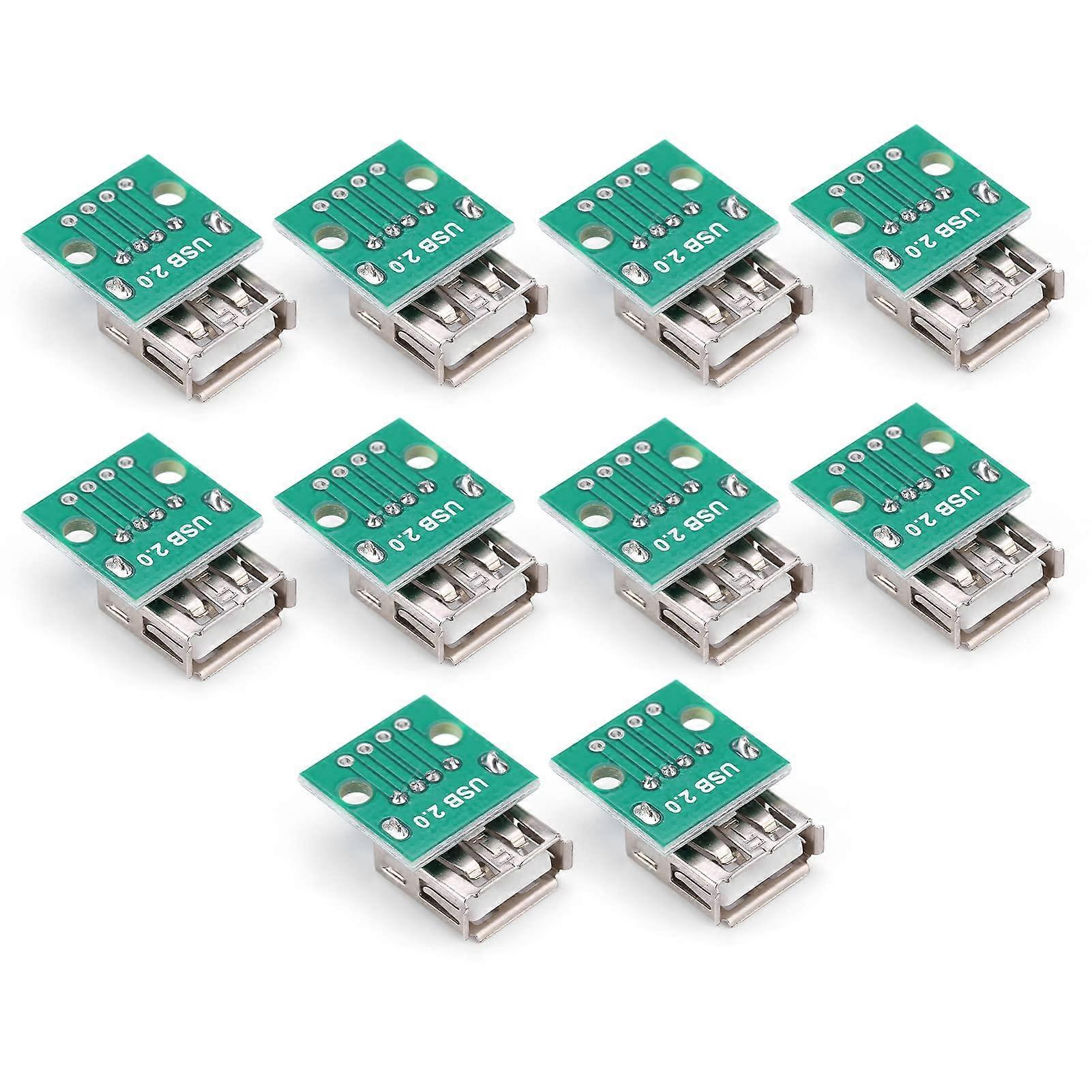 USB Type A Female Breakout Board 10PCS for DIY Projects Breadboard Integration Clearly Labeled Pins