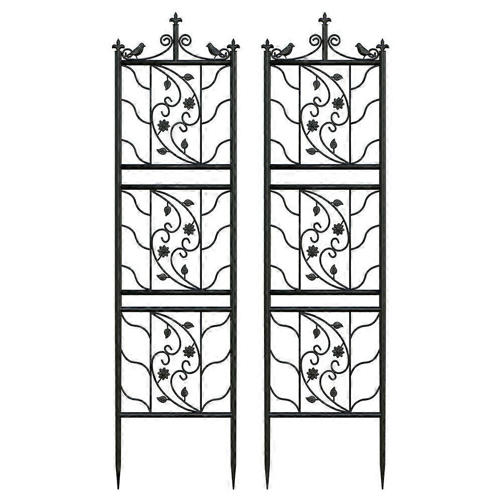 2 treillis de jardin hauts et épais en métal, panneaux de support en grille pour feuilles d'oiseaux, treillis grimpant