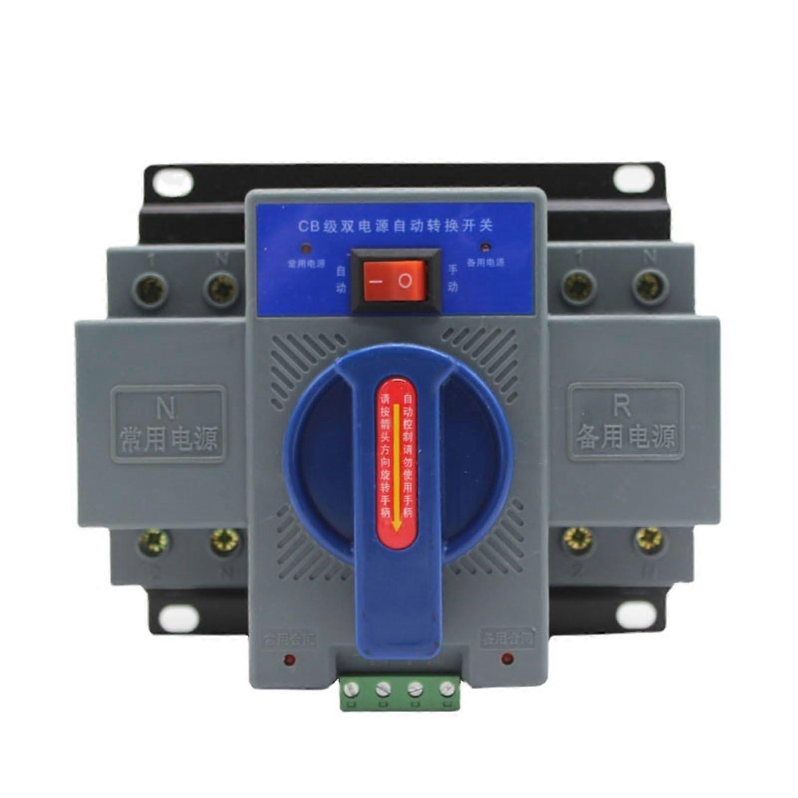 Dual Power Automatic Transfer Switch 2P63A Single Phase 220V Mini ATS for Home Continuous Power Supply