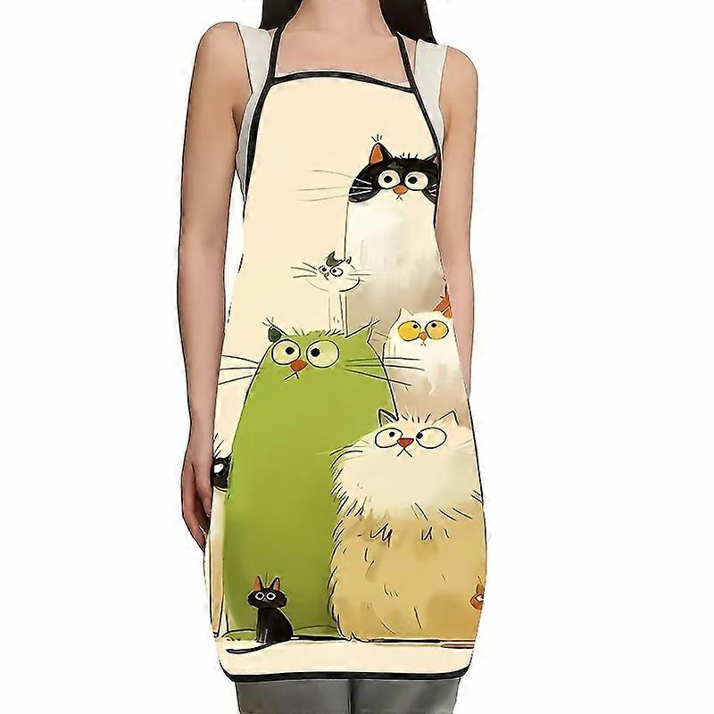 1pc, a Cute Cat Pattern Polyester Apron, Suitable for Cooking, Baking, And Gardening