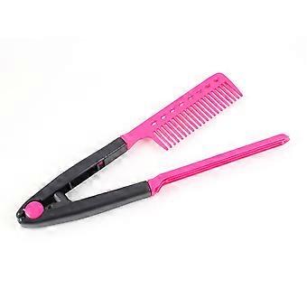 Hair Styling Comb Foldable Design with Carabiner Portable Hair Straightener Brush Black