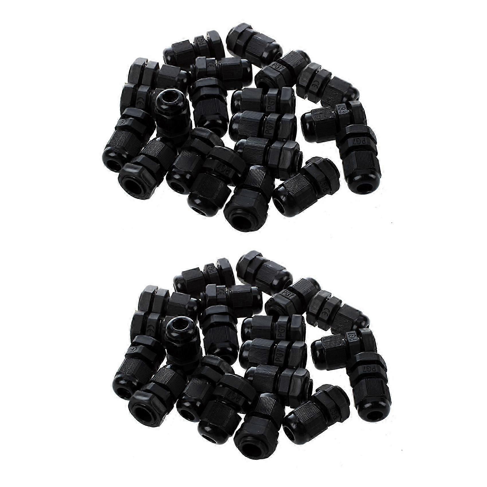 40 Pieces Black Plastic Waterproof Cable Gland Connector PG7