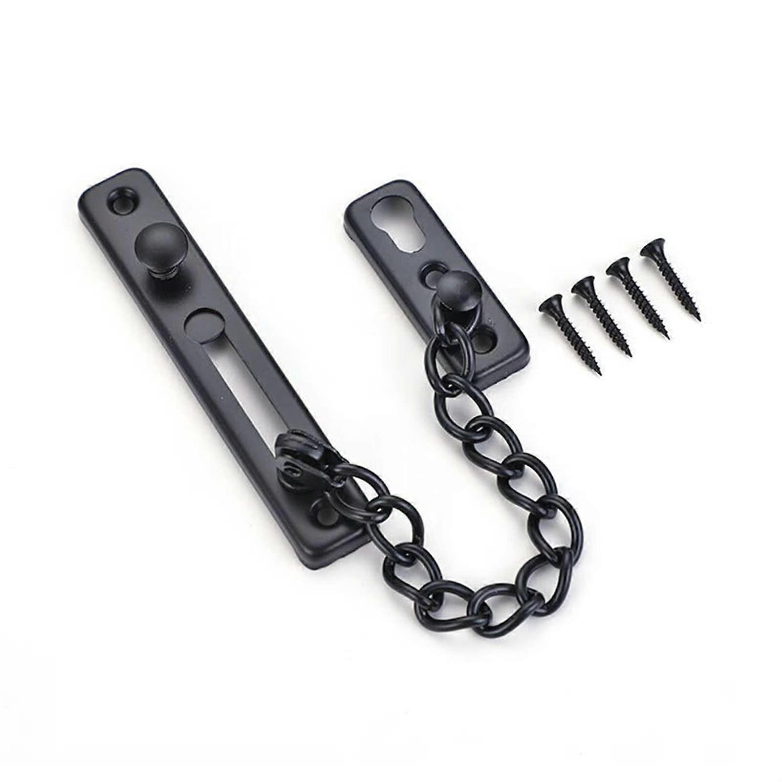 Black Stainless Steel Door Chain Lock, AntiTheft Security Door Latch for Home Interior Use