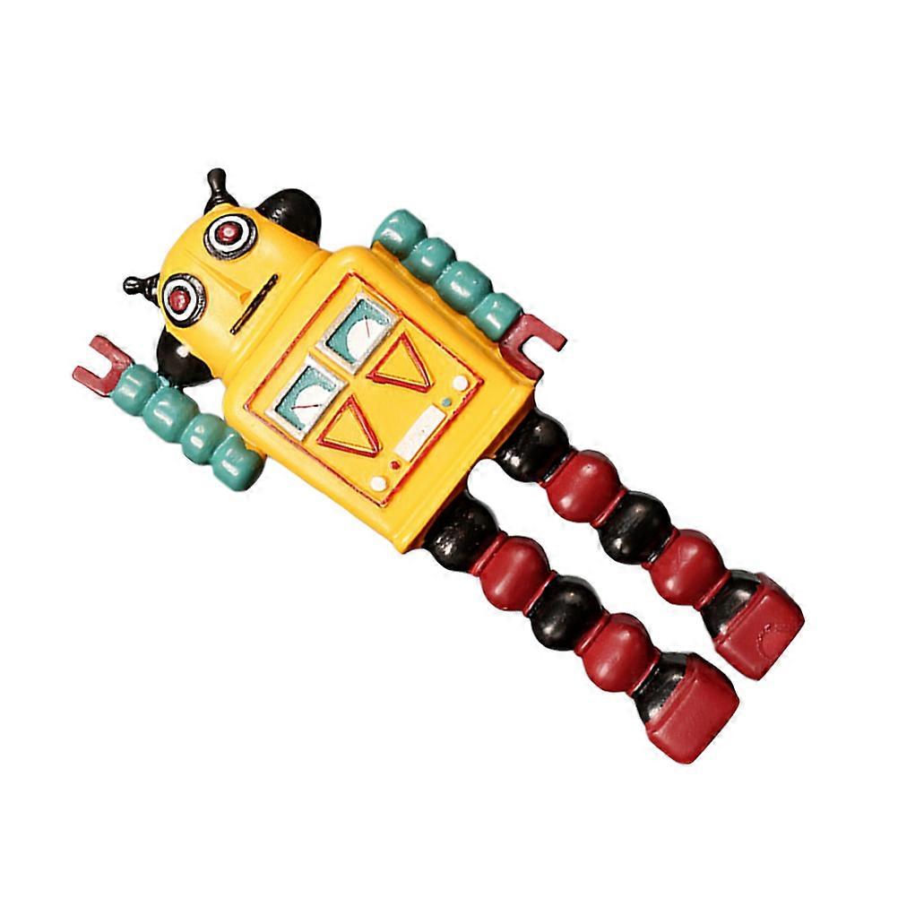 Robot Model Adornment Resin Craft Decor for Table Use Yellow Ornament