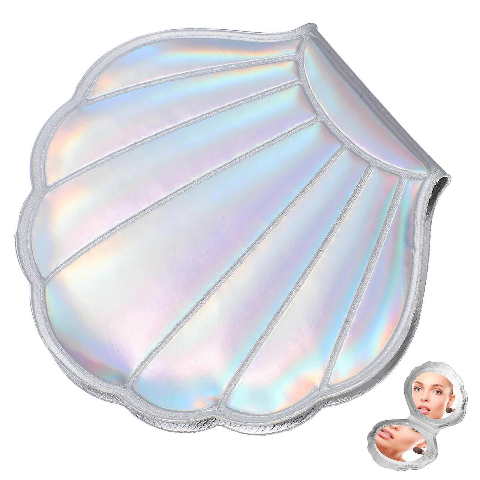 Double Side Mirror Folding Shell Shape Makeup Mirror for Makeup Use