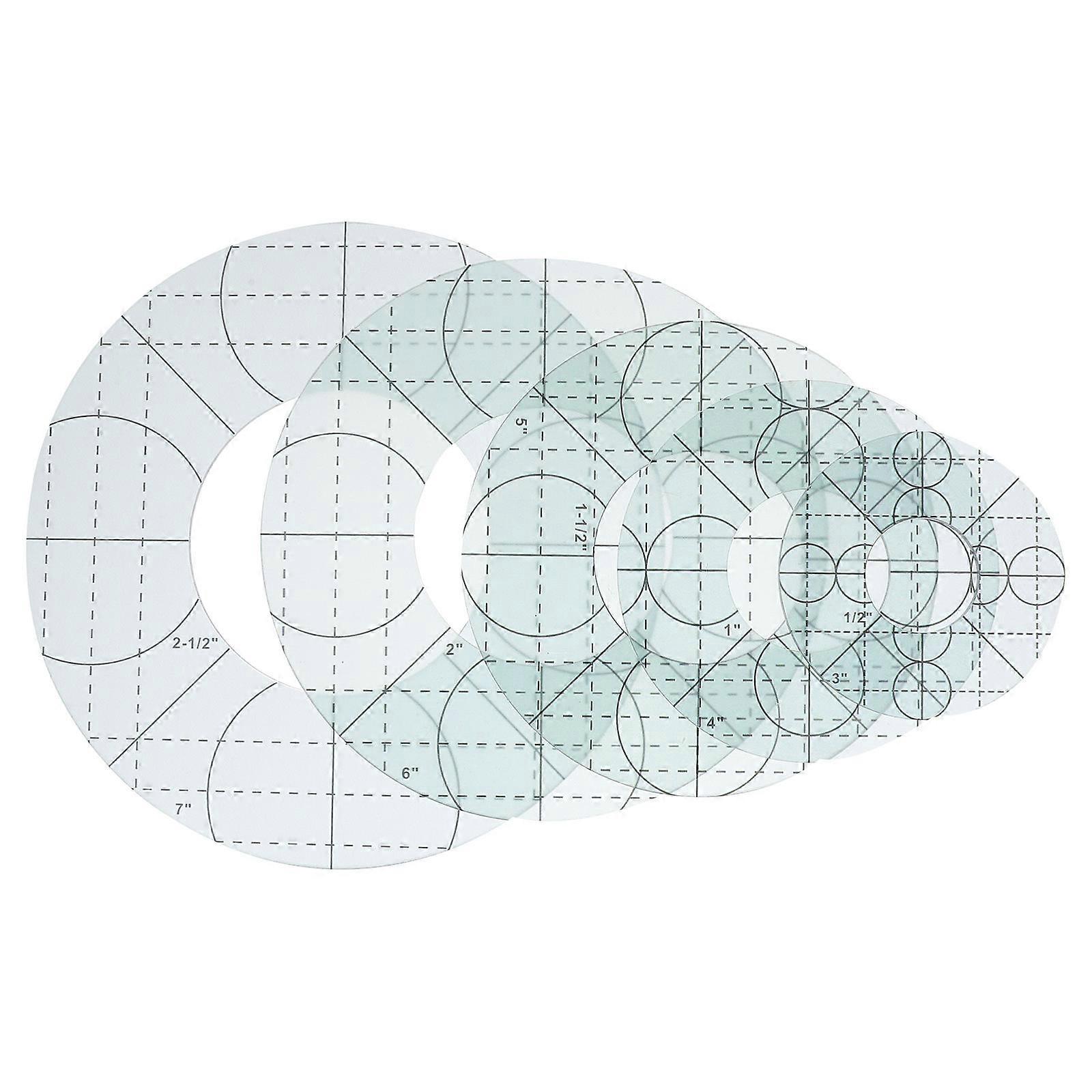 Sewing Ruler Acrylic Circles Quilting Templates for Patchwork 5Pcs Set