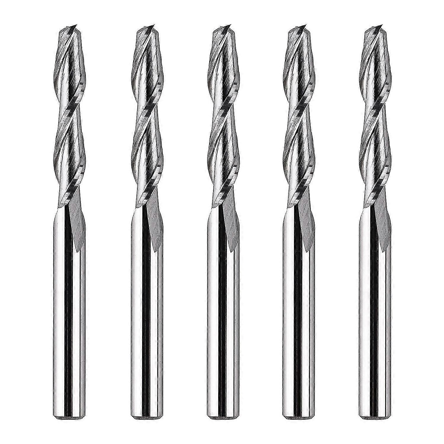 5pcs 1/8 polegadas upcut espiral router bit set com 1/8 polegadas de diâmetro de corte, carboneto sólido cnc wood ro