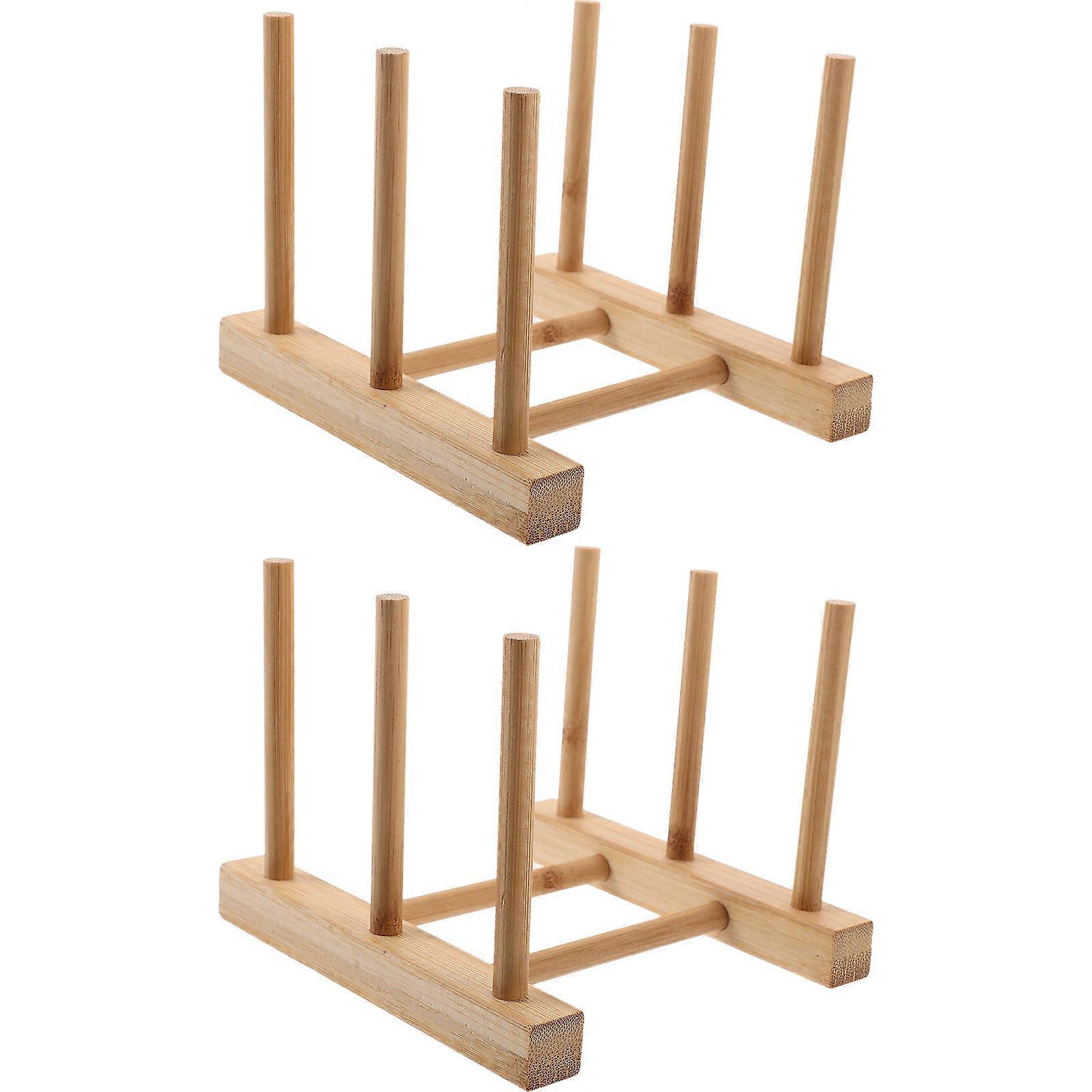 Storage Rack Bamboo Stand for 2Pcs Water Cups Efficient Drying