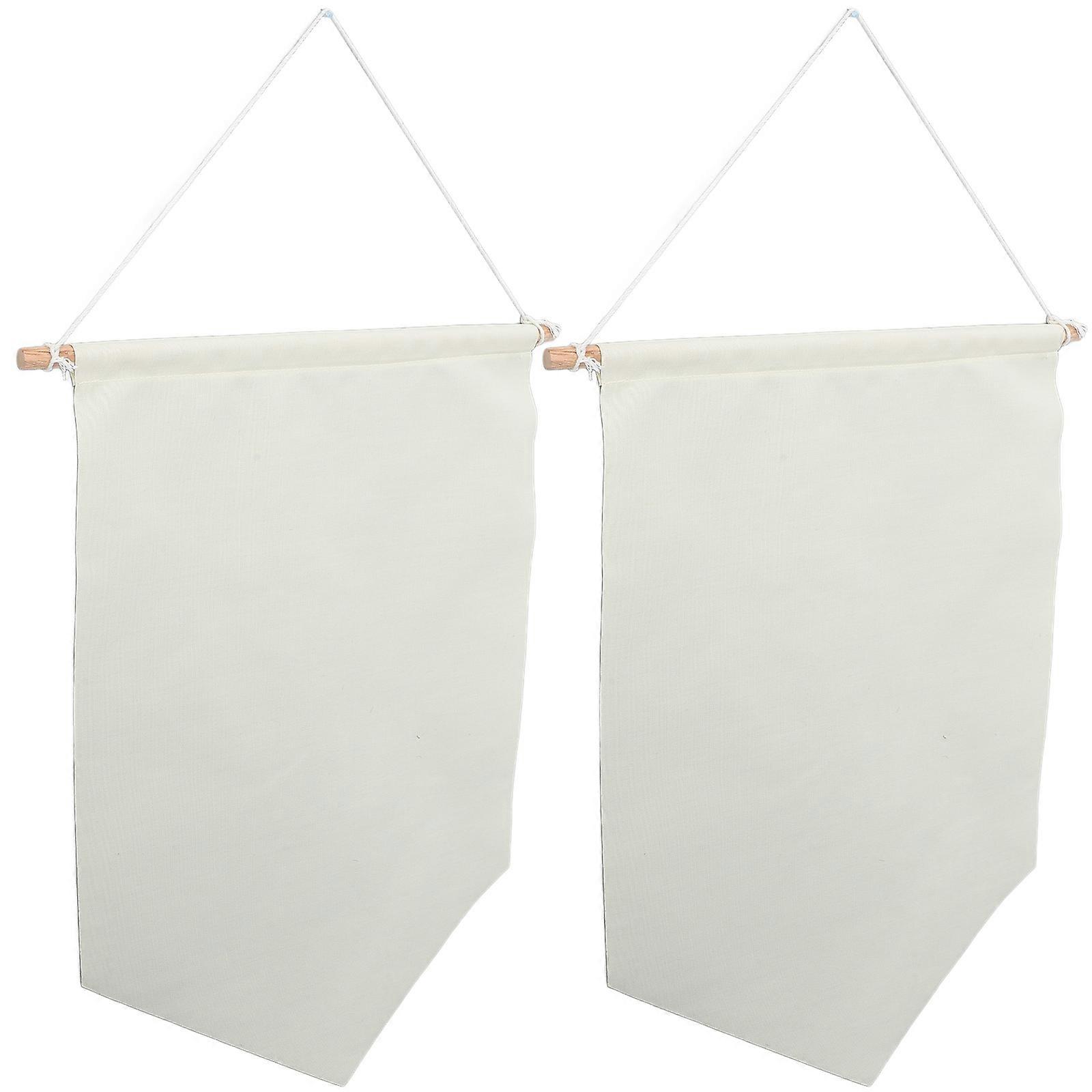 Waterproof Hanging Flags Yard Flags for Decor 2Pcs Canvas Beige