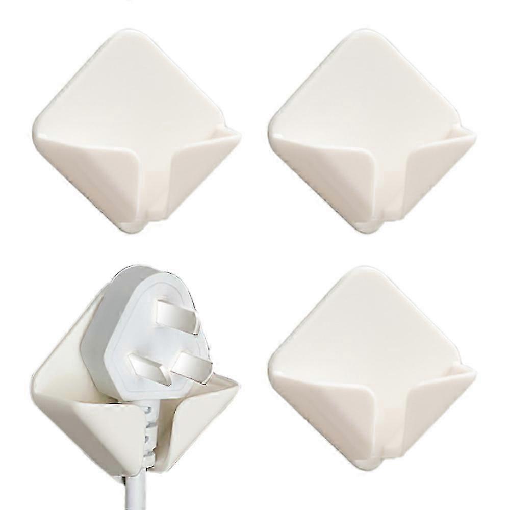 4pcs square plug hook without perforation, self-adhesive hook, storage rack, power cord hook