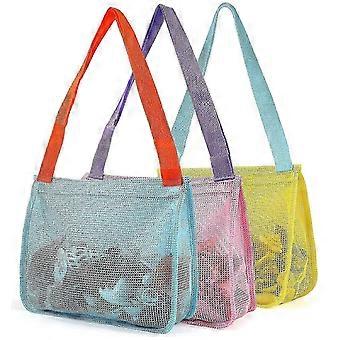 Sacos de Praia de Malha para Crianças (Pacote com 3) - Ideal para Brinquedos de Areia e Coleta de Conchas