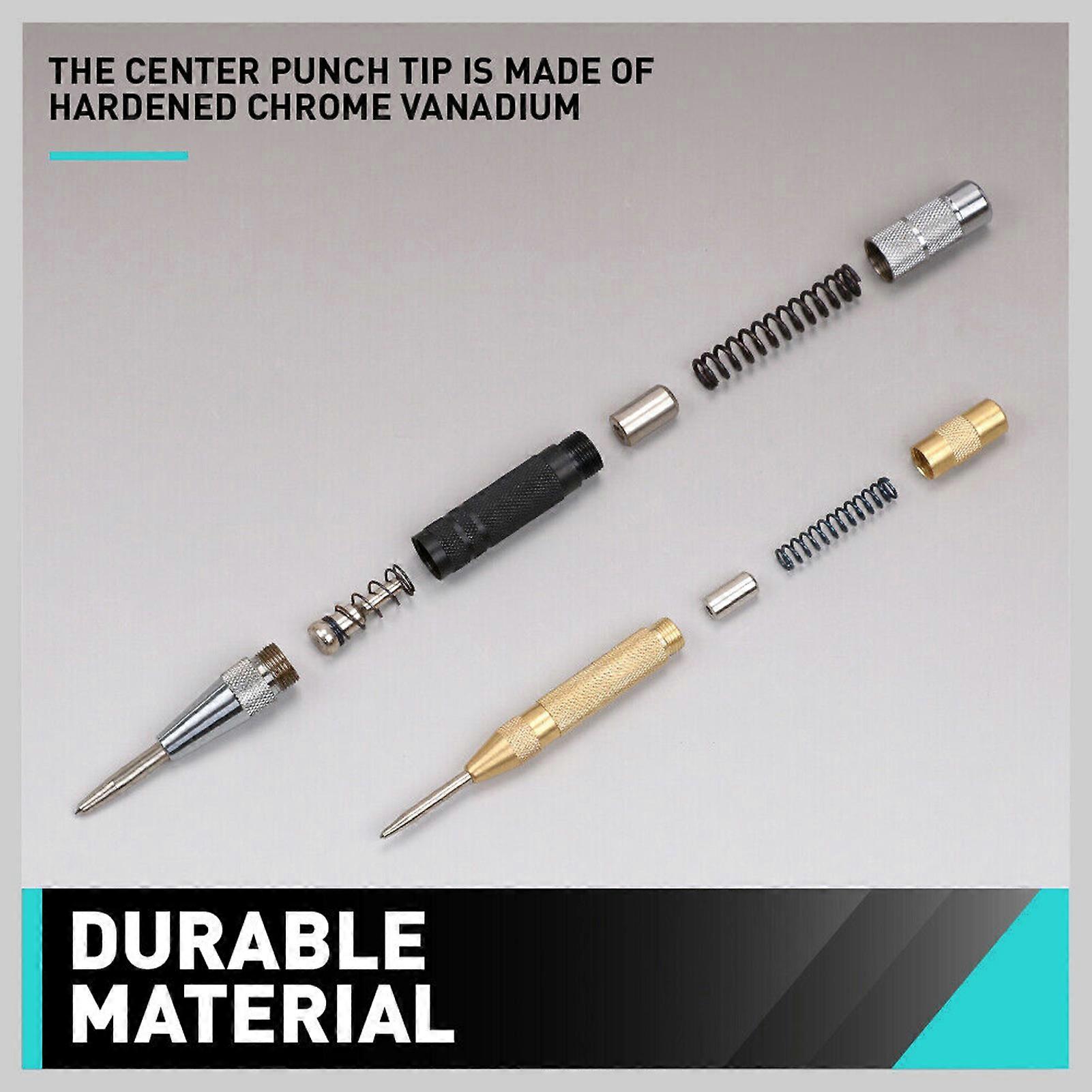 2Pcs Strong Automatic Centre Punch Adjustable Spring Loaded Metal Drill Tools